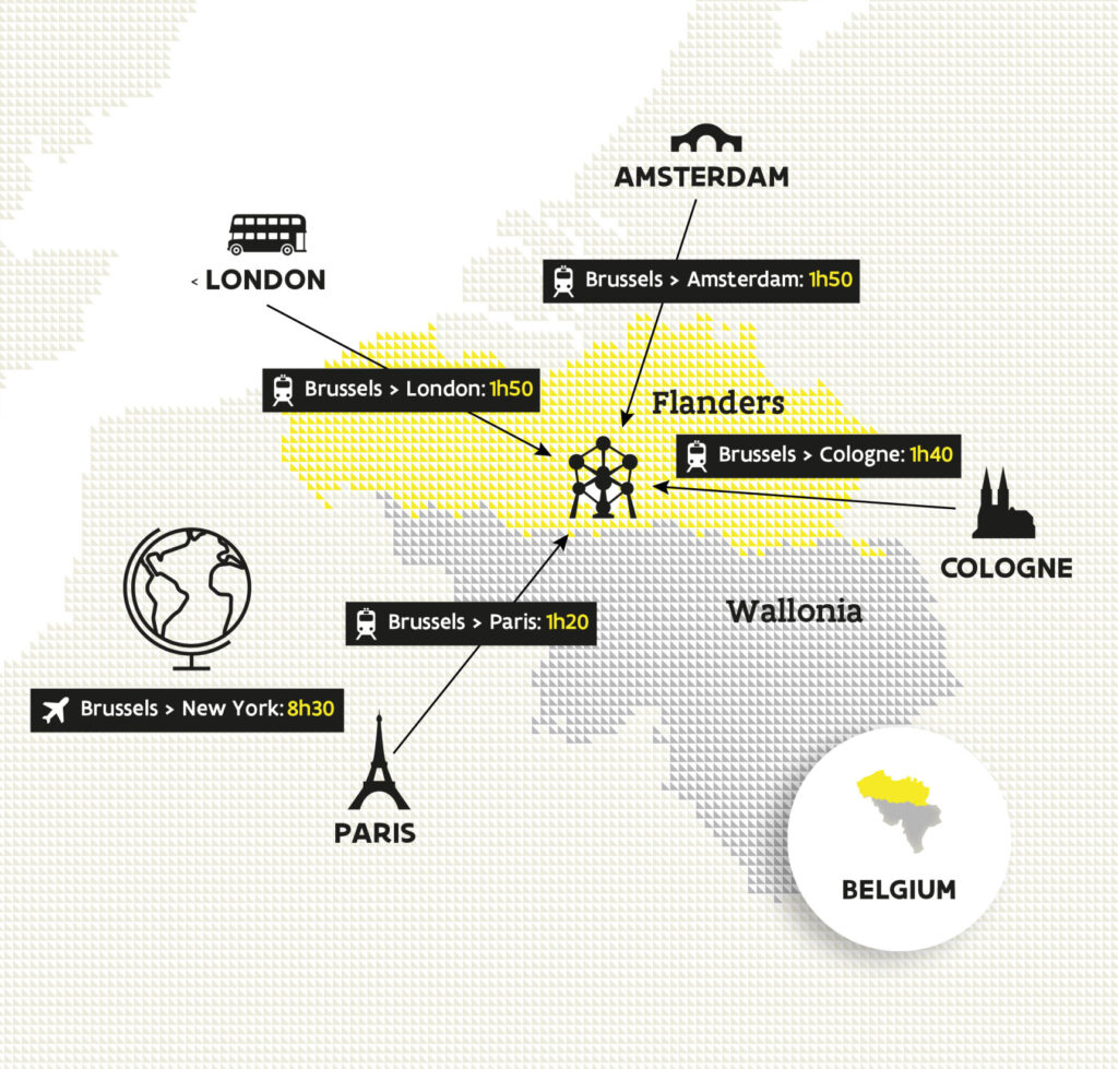 Map of how to get to Flanders